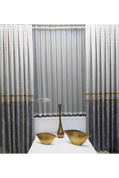 İpeks Background Curtain Brillant Board Gray, Cream, Gold Color Combination