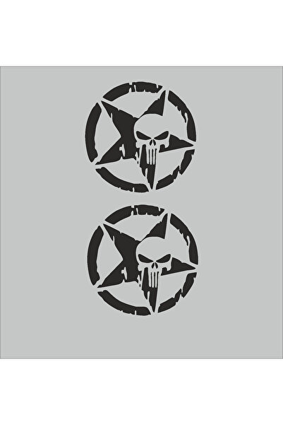 YAMANB Askeri Army Sticker Off Road Sticker Yıldız Kurukafa Sticker 13cm*13cm...