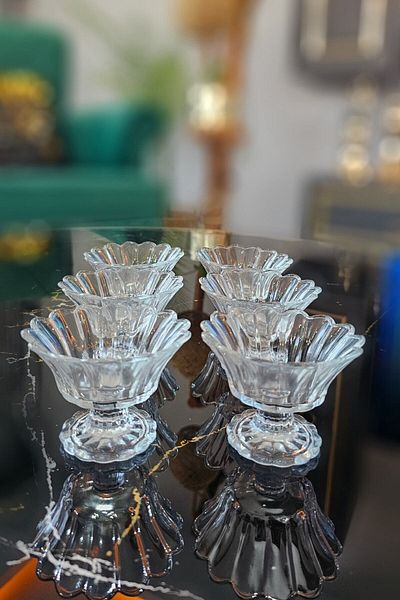 Gülümseten Avm Gülümseten Avm 6-Piece Footed Glass Sugar Bowl Snack Bowl | Coffee Side Serving Turkish Delight Bowl