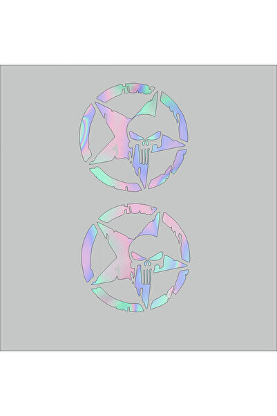 YAMANB ملصق جيش جمجمة على شكل نجمة - للطرق الوعرة 13 سم * 13 سم 2 قطعة هولوجرام