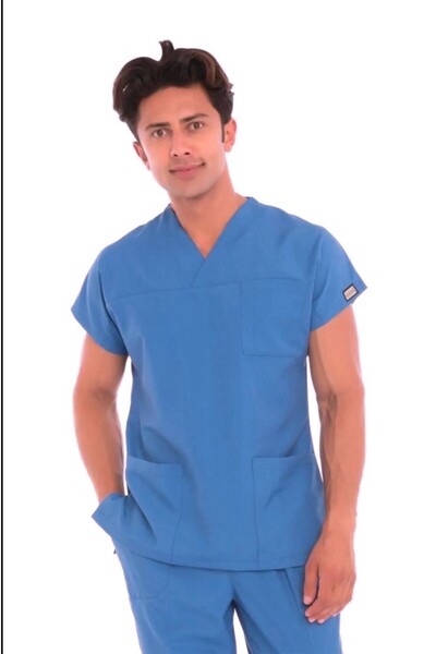 GYES Lycra Unisex Surgery Doctor Nurse Scrubs Uniform Set Petrol Blue