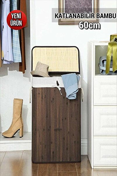 Amentes katlanabilir Bambu Kirli Çamaşır Sepeti
