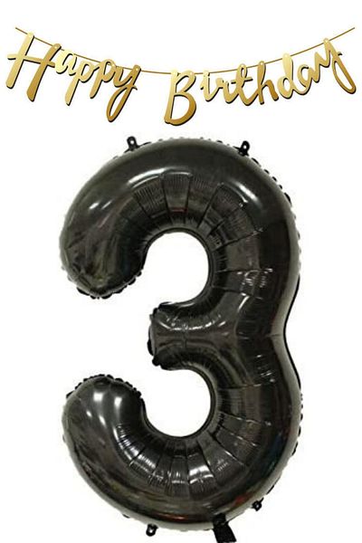 ELGALA Happy Birthday Written Pennant and 3 Numbers Foil Balloon