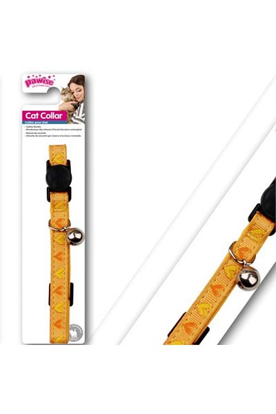 Pawise Yellow Heart Cat Collar 30 cm Rattle