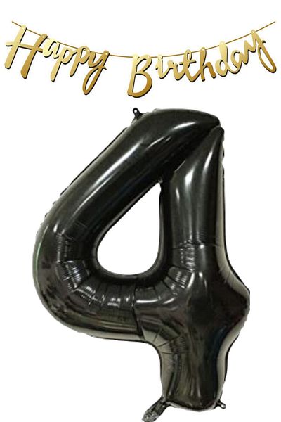 ELGALA Happy Birthday Written Pennant and 4 Numbers Foil Balloon