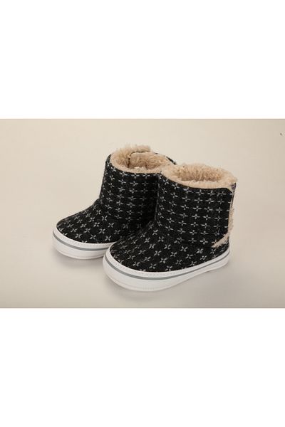 Baby Pattini Newborn Ilkadım Home Boots, Anti-Sweat Antibacterial Welsoft Fur Lined Gray Color Boots