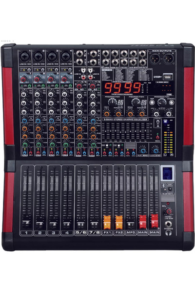 ODO Md-12m299-5 12 Kanallı Çift Efektli 2x500 Watt Anfili Power Mikser