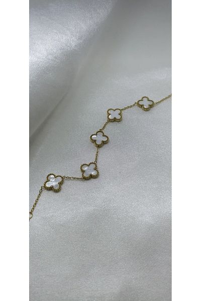 Zümrüt Case White Pearlescent Alhambra Steel Bracelet