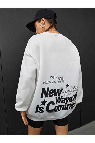 Tarzsokak Coolane Slogan Graphic Low-Sweat Λευκό