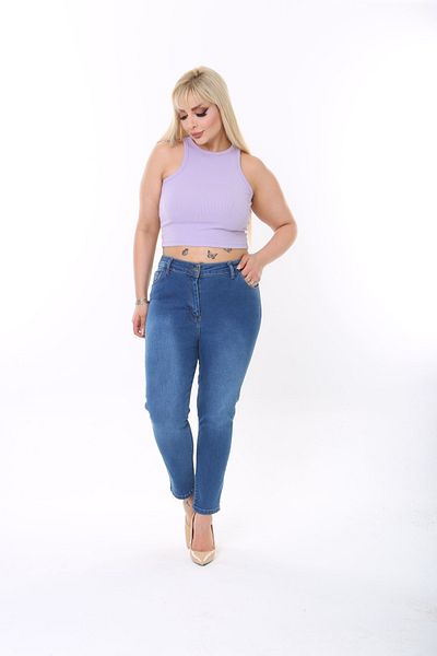 xlargebutik PLUS SIZE CLOTHING HALF ELASTIC WAIST FULL LENGTH JEANS