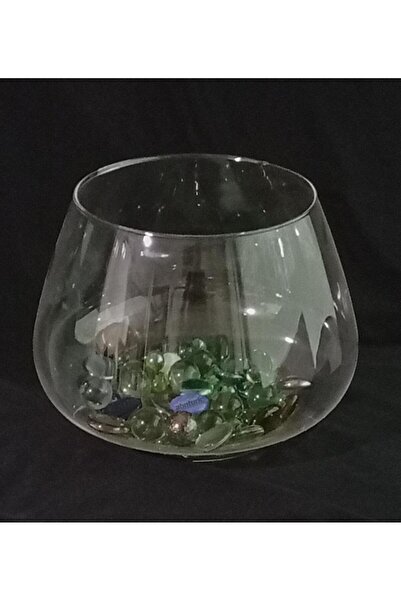 abnturk Büyük Boy Balık Akvaryumu Cam Fanus Vazo Olarak ideal Çap:25cm Yükseklik:19cm Ağız Genişliği:18cm