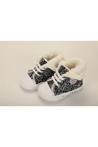 Baby Pattini Newborn Ilkadım Home Shoes Anti-Sweat Antibacterial Welsoft Lined Gray Socks