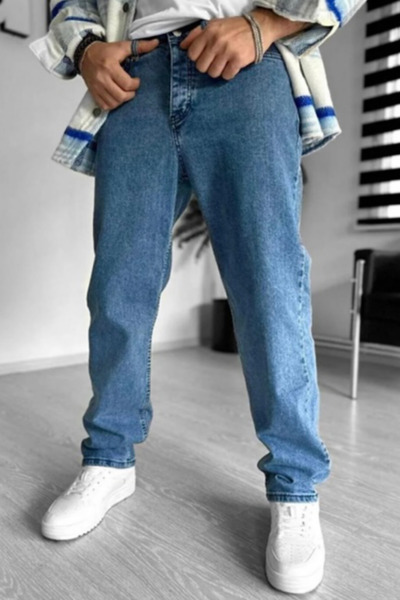 Genel Markalar Baggy Bol Kalıp Mavi Renk Kot Pantolon