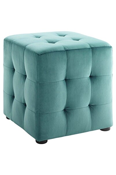 DeccoStil Turkuaz Kare Puf Dikişli En*boy 42*42 Cm Yükseklik 42 Cm
