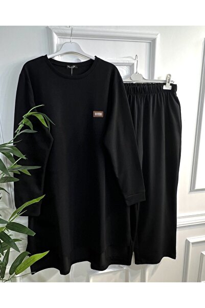 Aşkı Endam Yeşim Two Thread Long Back Combed Cotton Set - Black