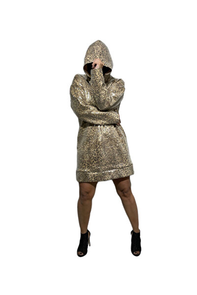 Şahika Gürkan To The Moon & Sun Leopar Payetli Sweat Elbise