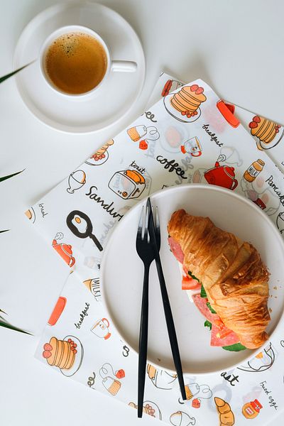 SimeStore Oil Paper - Presentation Paper - Breakfast Pattern Presentation Paper - 32 Pieces
