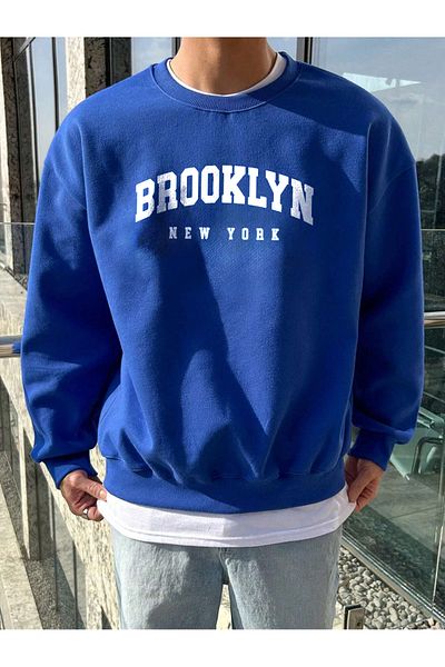 VİPER Oversize Brooklyn Crew Neck Φούτερ - Χειμώνας με Fleece Εσωτερικά