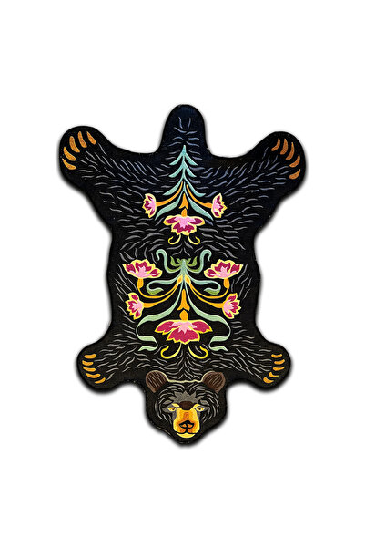 RUGSMODERN Mira 895 Sevimli Ayı Ve Çiçek Desenli Dokuma Taban Halı