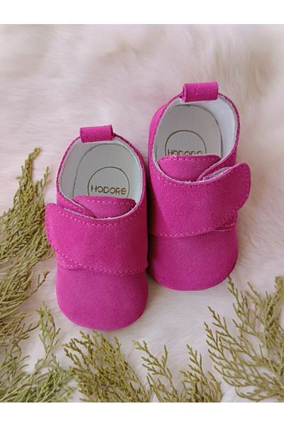 Hodore Fuchsia Genuine Leather Velcro Baby Shoes