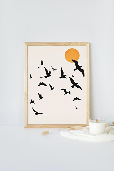 caddehediye GÖKYÜZÜ KUŞLAR Ahşap MDF Çerçeve Görünümlü Duvar Dekor Salon Mutf...