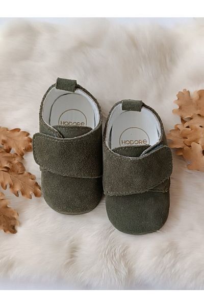 Hodore Suede Green Genuine Leather Velcro Baby Shoes