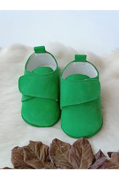Hodore Pistachio Green Genuine Leather Velcro Baby Shoes