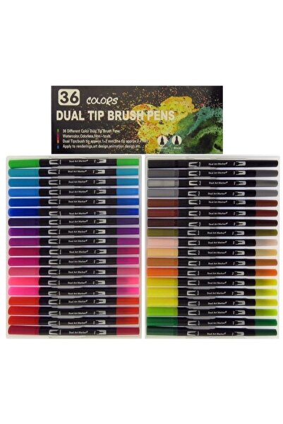 Art Tone Çift Taraflı Fırça Uçlu Brushpen Marker 36 Renk Kokusuz