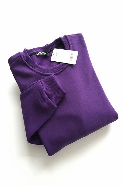 Outlet Çarşım Ανδρικό μωβ φούτερ Oversize - Τρεις κλωστές, Crew λαιμόκοψη, S μέγεθος