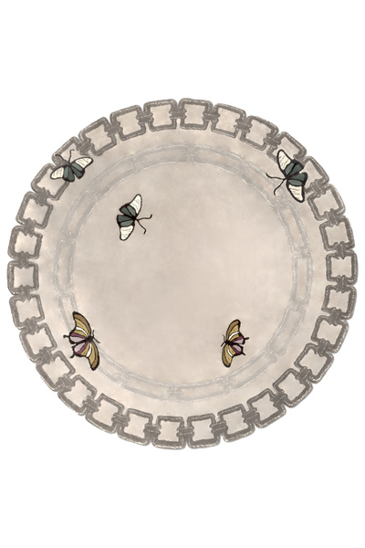 Rugs Modern Halı سجادة ديكور مستديرة منسوجة باللون الرمادي مع شكل فراشة 1730