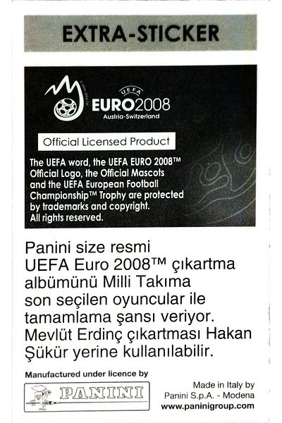 Panini MEVLÜT ERDİNÇ EXTRA STICKER