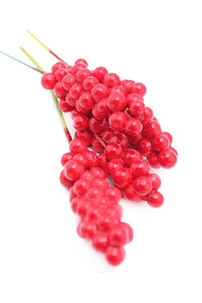 Lora Wedding 4 Adet 13cm Parlak Kırmızı Renkli Yapay Kokina Berry Dalı