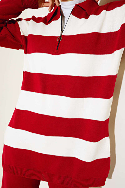 benguen 11001-4 Color Changing Collar Zipper Double Suit Red