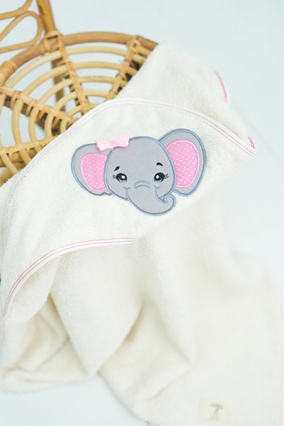TEKSMODA 100% Cotton Baby Swaddle Towel - Elephant