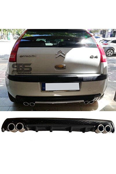 Furens Citroen Difüzör Arka Tampon Eki 4 Egzoz Çıkışlı Siyah Lüx Tip