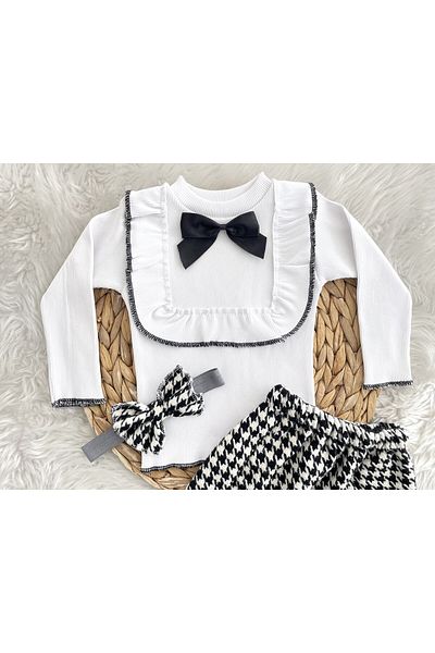 AKİF GİYİM GIRL'S BOW TIE SCRATCH SKIRT BADI BANDANA SET