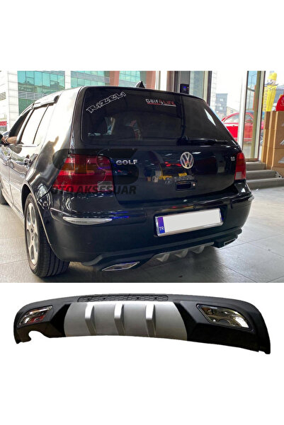 Furens Volkswagen Golf 4 Difüzör Arka Tampon Eki 2 Egzoz Çıkışlı Gri
