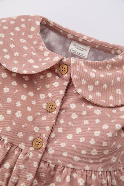 DeFacto Baby Girl Floral Long Sleeve Velvet Dress