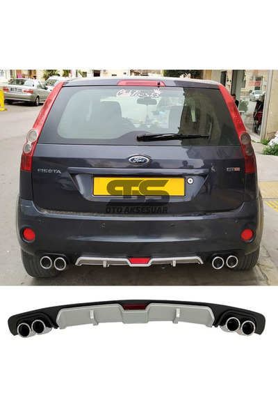 Furens Fiesta 2003-2008 Difüzör Arka Tampon Eki 4 Egzoz Çıkışlı Gri