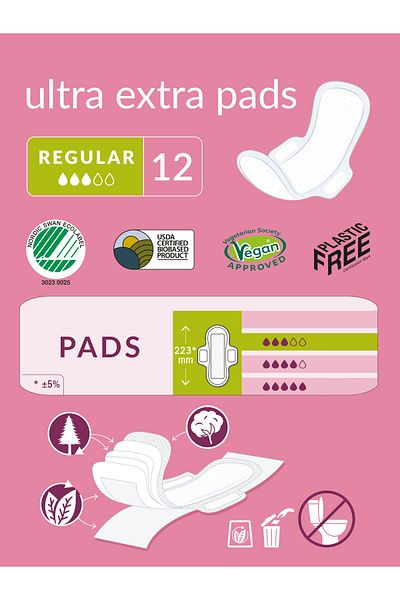Natracare Organic and Natural Winged Ultra Extra Pad Regular Set of 6 - 72 Pads