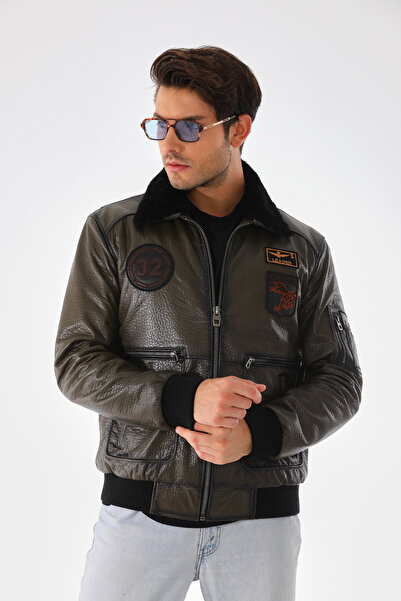 Metins Leather Erkek Seyyar Yakalı Deri Mont