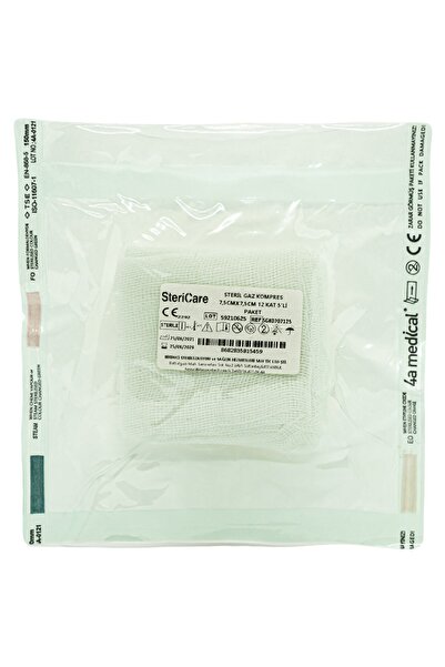 SteriCare Steril Gaz Kompres / Spanç 7.5x7.5 8 Kat 5 Li Paket 50 Adet