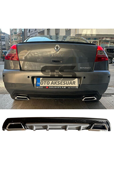 Furens Renault Megane 2 Sedan Difüzör Arka Tampon Eki 2 Egzoz Çıkışlı Gri Lüx...