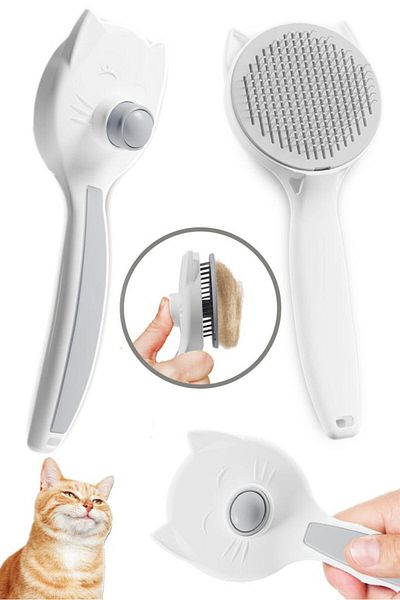 Home Perest Practical Automatic Cleaning Pet Brush with Keys Cat Dog Hair Collector Pet Comb with Keys