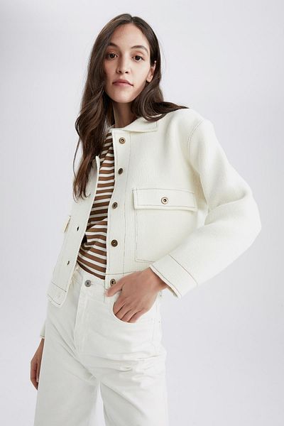 DeFacto Recycled Knitwear Cardigan with Jacket Design and Pocket Detail
