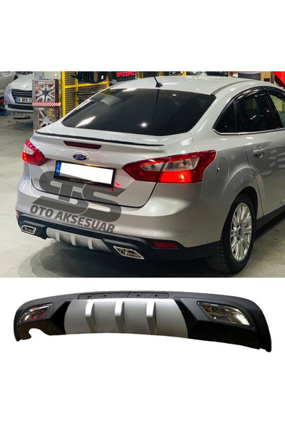 Furens Ford Focus 3 Difüzör Arka Tampon Eki 2 Egzoz Çıkışlı Gri
