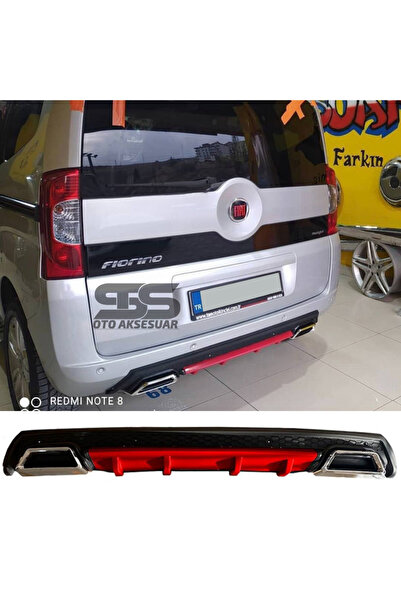 Furens Fiat Fiorino Difüzör Arka Tampon Eki 2 Egzoz Çıkışlı Kırmızı Lüx Tip