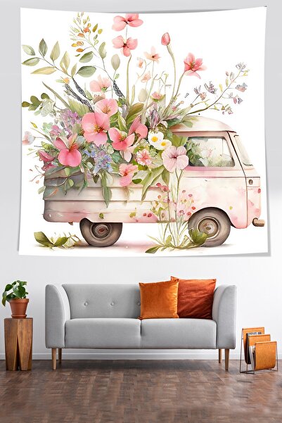 Pelangi Flower Pattern Car Stain Resistant Fabric Wall Cover Wall Carpet Tapestry