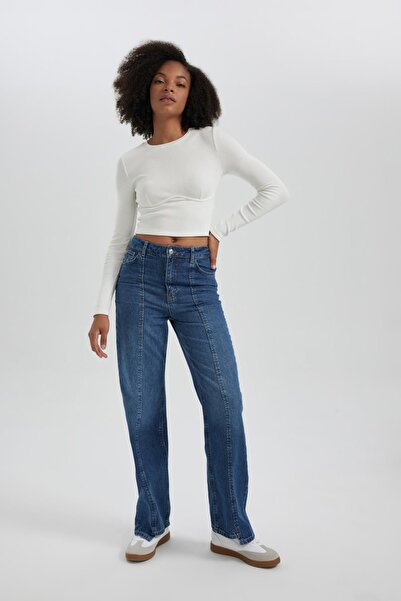 DeFacto 90s Wide Leg High Waist Wide Leg Long Jean Trousers B2772ax23wn