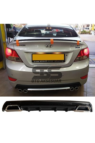 Furens Hyundai Accent Blue Difüzör Arka Tampon Eki 2 Egzoz Çıkışlı Siyah Lüx Tip